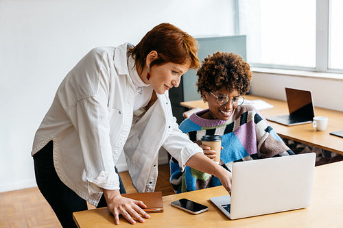 Freelancers collaborating in a modern co-working space