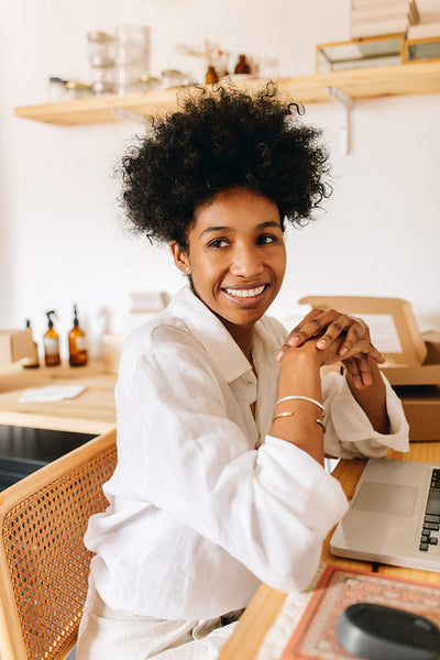 Successful businesswoman in jewelry studio