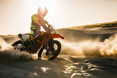 Motorcycling on sand dunes