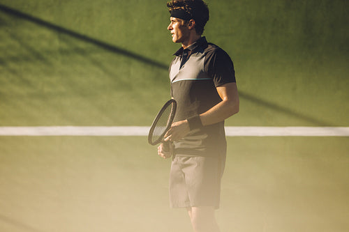 Professional player on tennis court