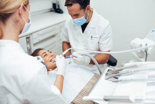 Woman getting dental treatment
