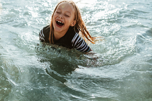 Girl swimming in the sea