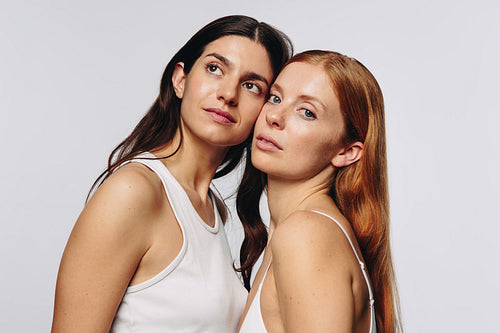 Young beautiful women with flawless skin