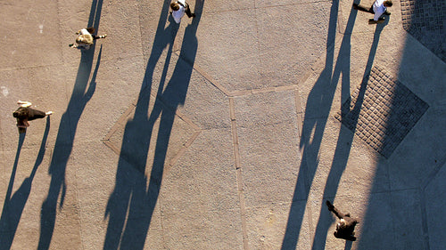 Aerial view of people commuting to office