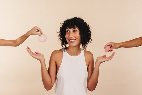 Smiling woman exploring non-disposable sanitary options