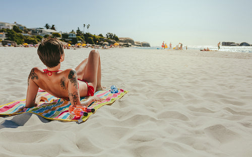 Woman relaxing at a beach