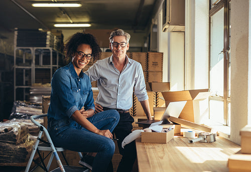 Successful online shop business partners