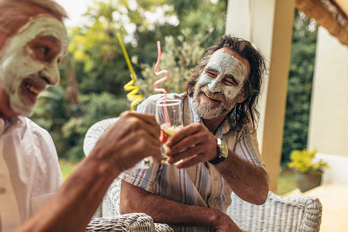 Funny senior men enjoying their retirement
