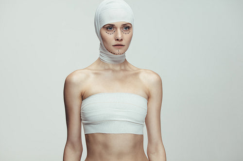 Woman ready for facial plastic surgery