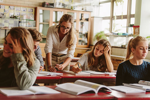 University classroom with students and teacher