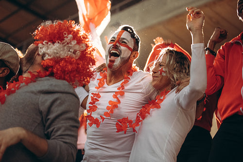 English spectators enjoying after a win at stadium