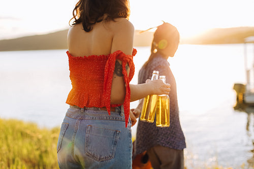 Loving couple spending a vacation at the sea