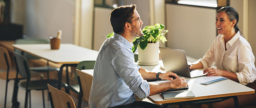 Job interview in coworking office space