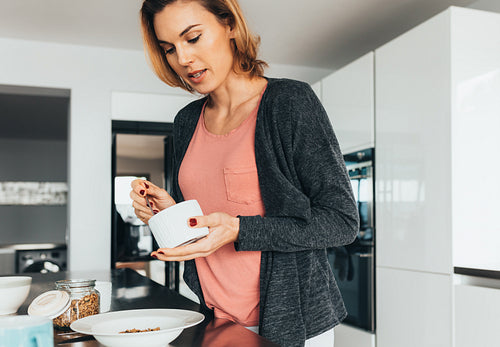 Woman preparing breakfast