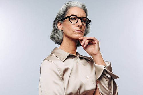 Woman business portrait posing with thoughtful expression