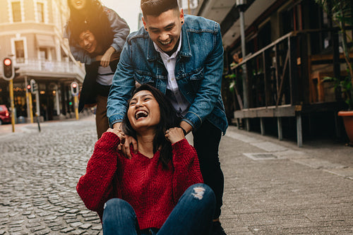 Group of friends enjoying themselves outdoors