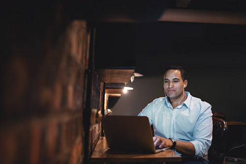 African businessman working overtime in the office