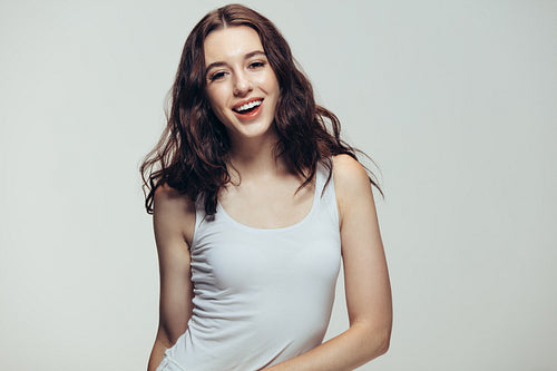 Smiling woman in casuals