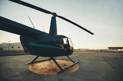 Helicopter parked at the helipad