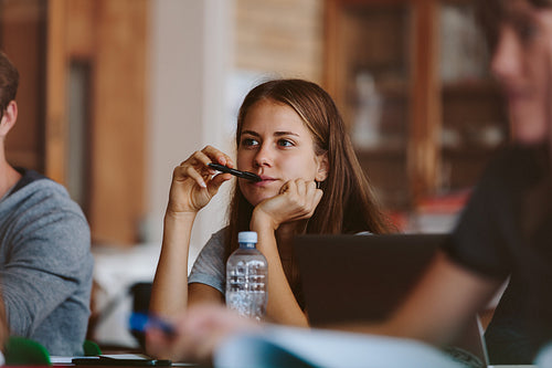 Student paying attention to lecture