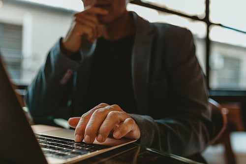 Businessman working on laptop