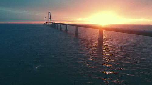 Danish great belt bridge at sunset