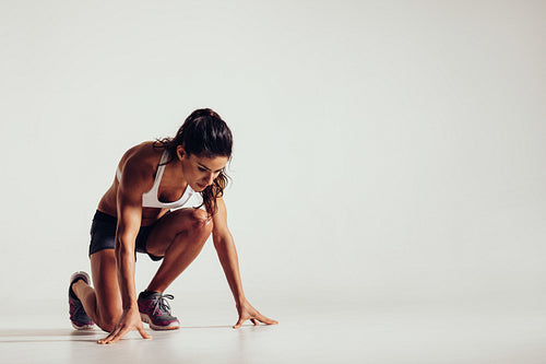 Healthy young woman preparing for a run