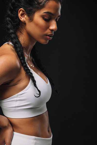 Close up portrait of fit woman