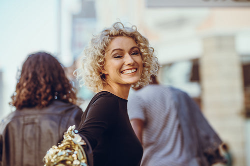 Beautiful woman on the city street