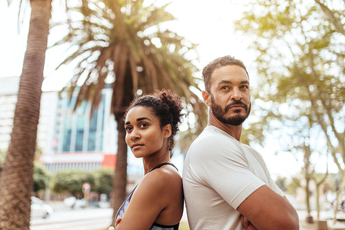 Young joggers in the street