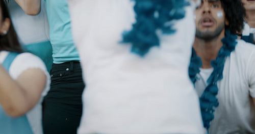 Soccer fans cheering for their national team