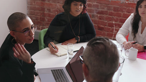 Business discussions in an office meeting, professionals planning a project