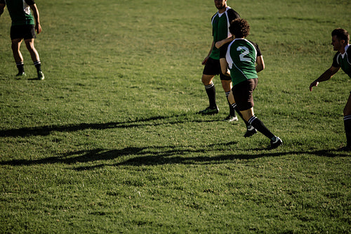 Rugby players in action