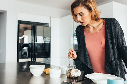 Woman preparing breakfast