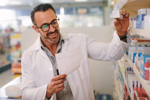 Pharmacist searching the right medicine