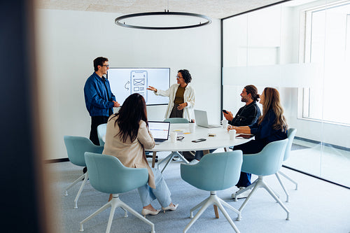 Business team presenting during a creative meeting