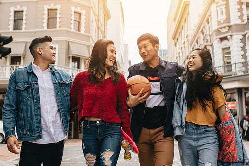 Two couples on city street