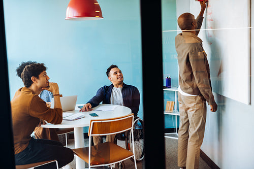 Collaborative team session in modern meeting room
