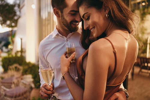 Young couple being romantic while on a honeymoon