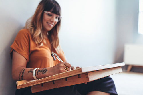 Artist working from home