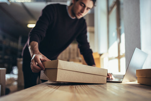 Entrepreneur working on online orders