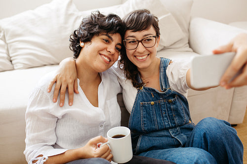 Beautiful couple taking selfie