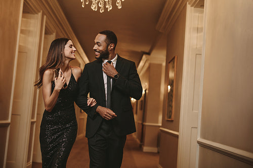 Loving couple going to a gala night