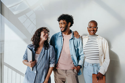 Diverse team of young professionals in a modern office