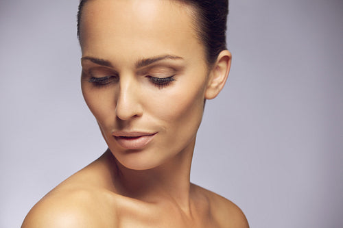 Young female model with beautiful shoulders