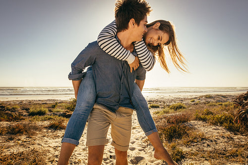 Romantic couple having fun at the beach