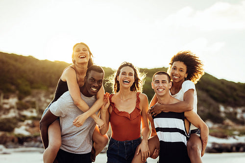 Happy friends enjoying on a holiday