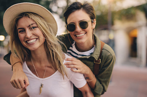 Best friends having fun outdoors