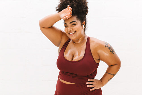 Fitness woman tired after workout