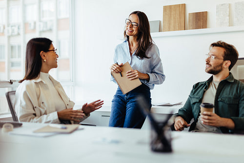 Team of design professionals having a meeting in an office